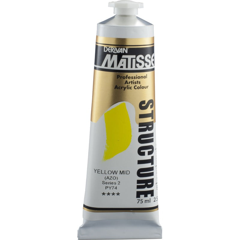 White Smoke Derivan Matisse Structure Acrylic Paint, S2, 75ml, Yellow Mid Azo Acrylic Paints