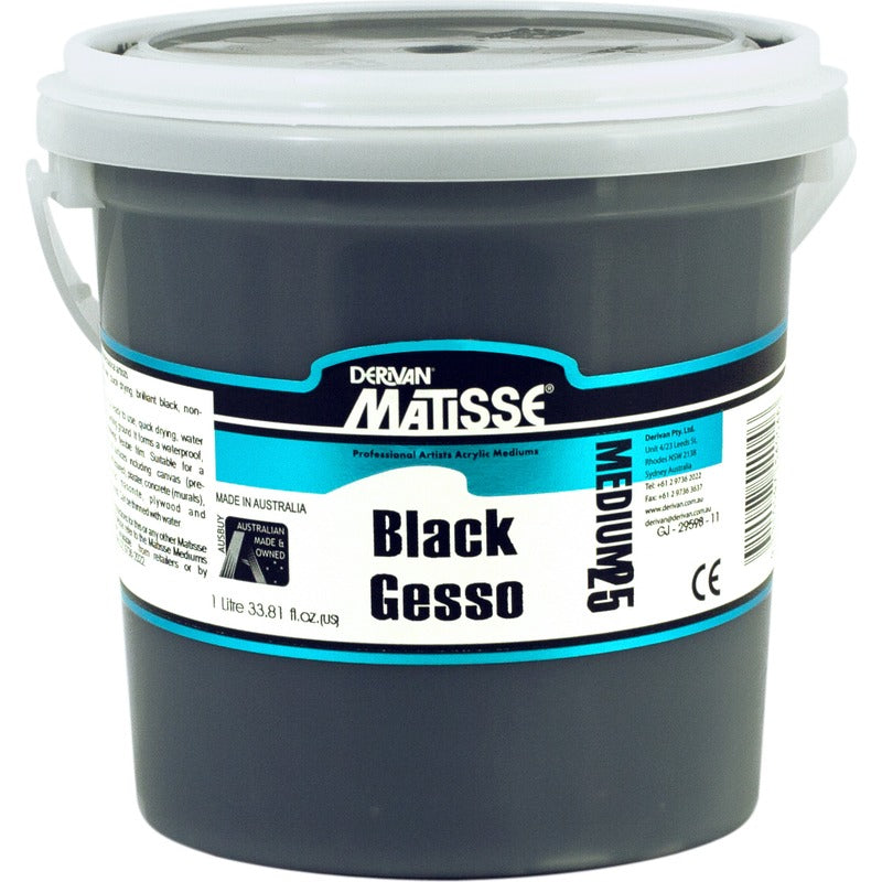 White Smoke Derivan Matisse Black Gesso, 1Lt Acrylic Gesso and Surface Preparation