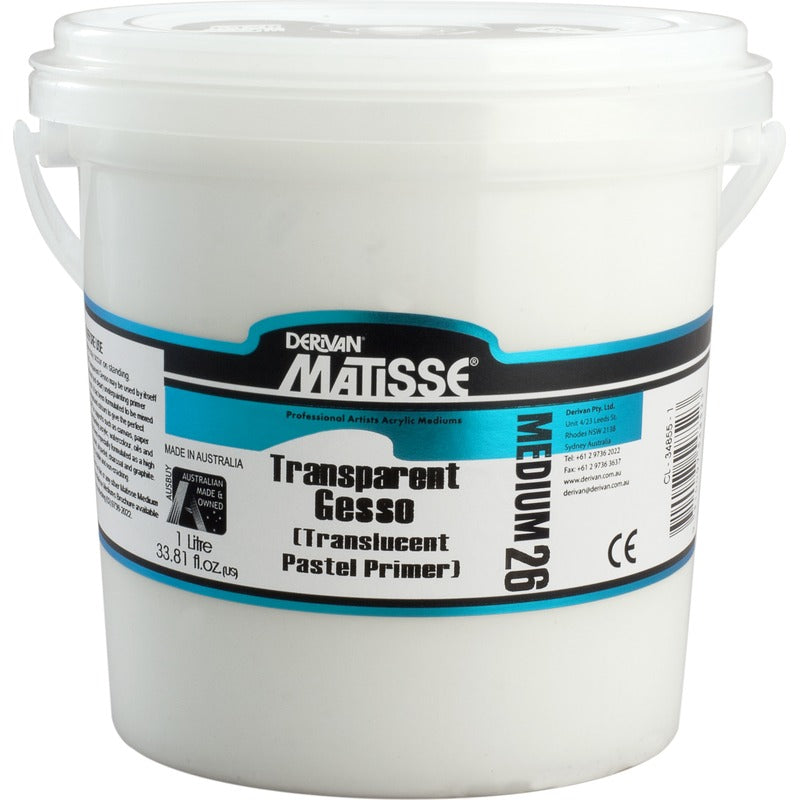White Smoke Derivan Matisse Transparent Gesso, 1Lt Acrylic Gesso and Surface Preparation