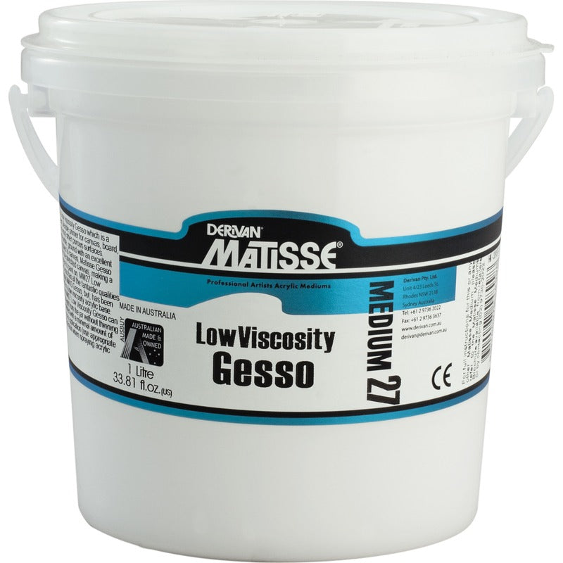 White Smoke Derivan Matisse Low Viscosity Gesso, 1Lt Acrylic Gesso and Surface Preparation