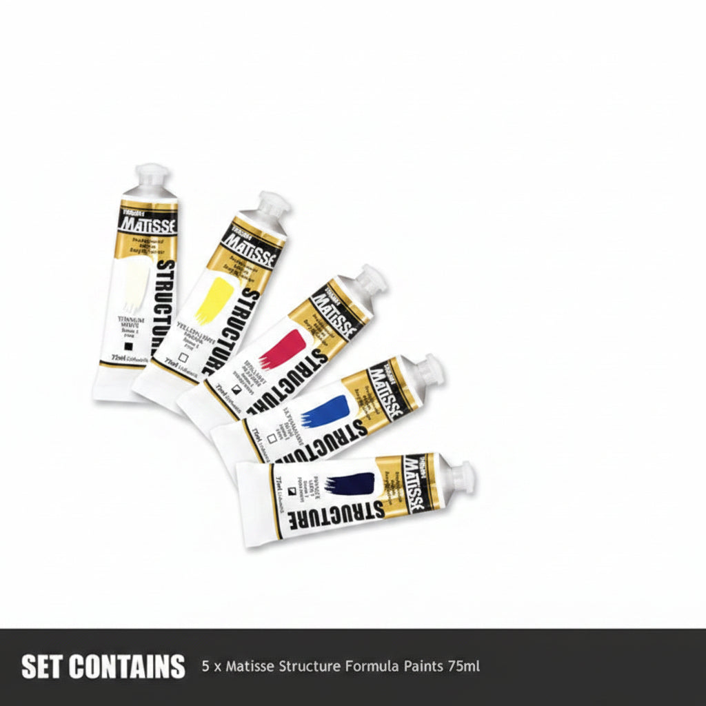 White Smoke Derivan Matisse Structure, Cool Colours Set, 5x75ml Acrylic Paints