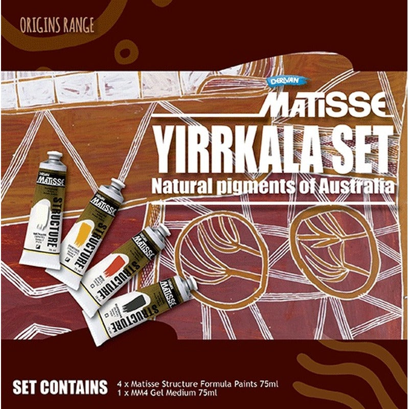Black Derivan Matisse Structure, Yirrkala  Colours Set, 5x75ml Acrylic Paints