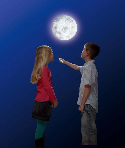 Glowing moon light toy with remote, held by children