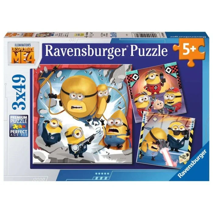 Ravensburger Despicable Me 4 jigsaw puzzle box, 5+ 3x49 pieces with Minions art