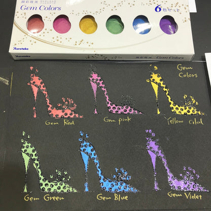 Dark Slate Gray Kuretake Gansai Tambi Gem Colours Watercolour Set – 6 Colours Watercolour Paint