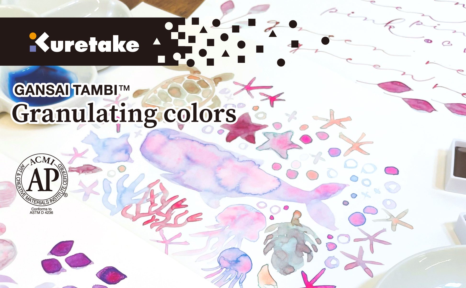 White Smoke Kuretake Gansai Tambi Granulating Colours Watercolour Set – 5 Colours Watercolour Paint