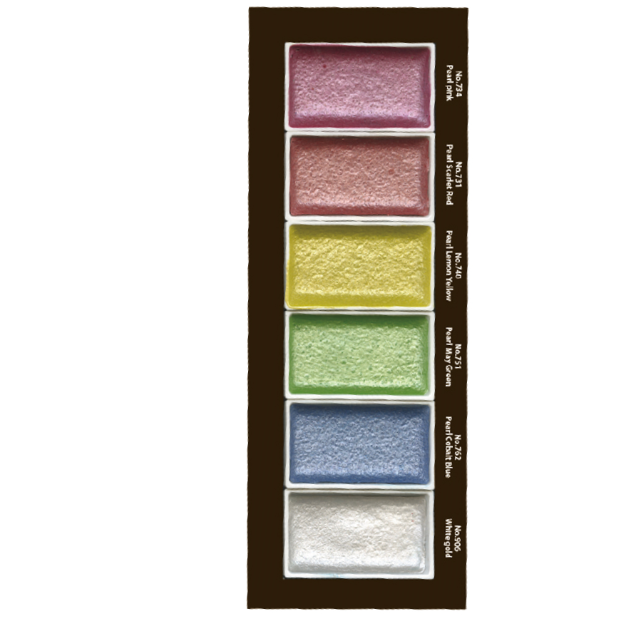 Black Kuretake Gansai Tambi Pearl Colours Watercolour Set – 6 Colours Watercolour Paint