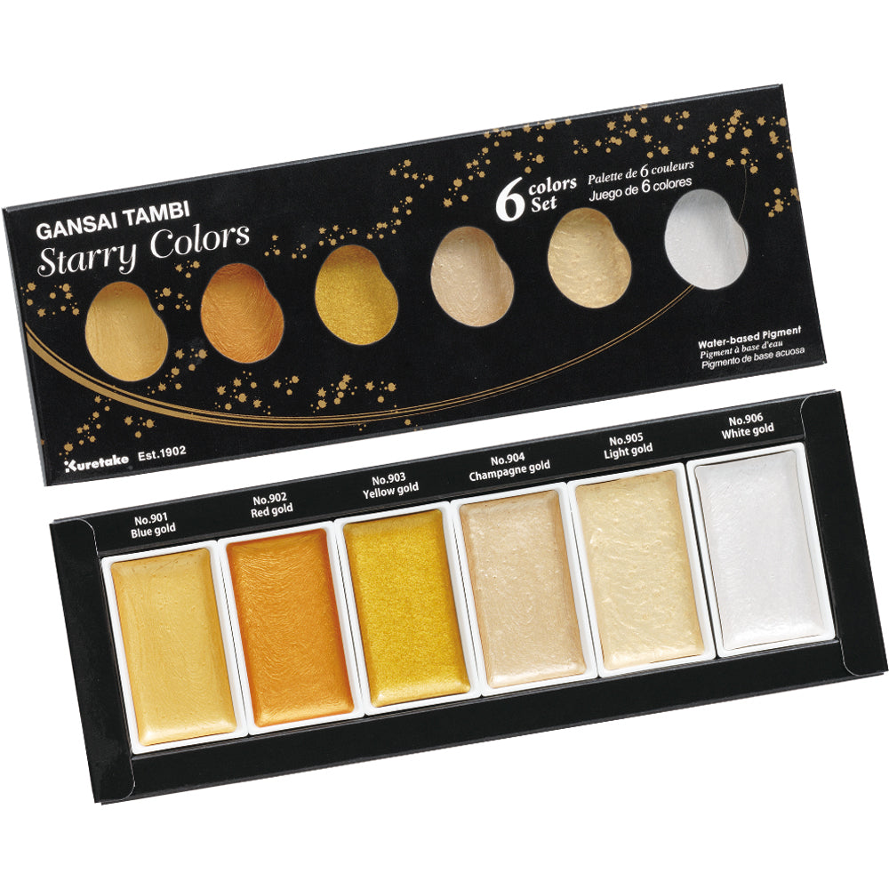 White Smoke Kuretake Gansai Tambi Starry Colours Watercolour Set – 6 Colours Watercolour Paint