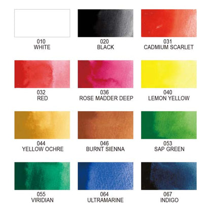 White Smoke Kuretake Gansai Tambi Watercolour Paint, 12 Set Watercolour Paints