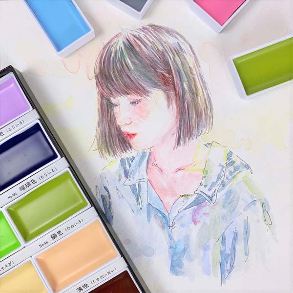 Lavender Kuretake Gansai Tambi Watercolour Paint, 12 Set II Watercolour Paints