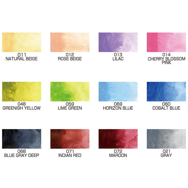 White Smoke Kuretake Gansai Tambi Watercolour Paint, 12 Set II Watercolour Paints