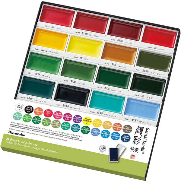 White Smoke Kuretake Gansai Tambi Watercolour Paint, 24 Set Watercolour Paints