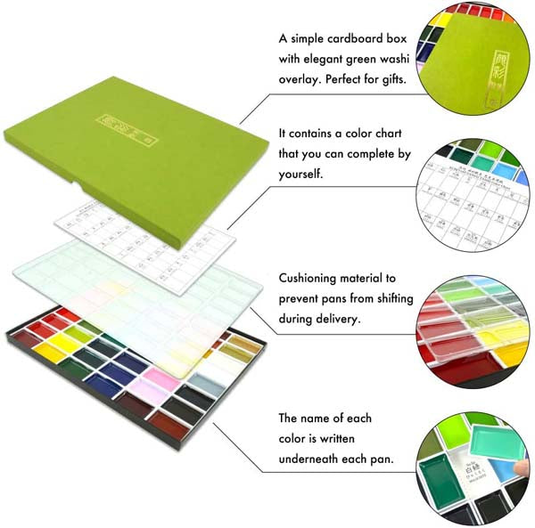 White Smoke Kuretake Gansai Tambi Watercolour Paint, 36 Set Watercolour Paints