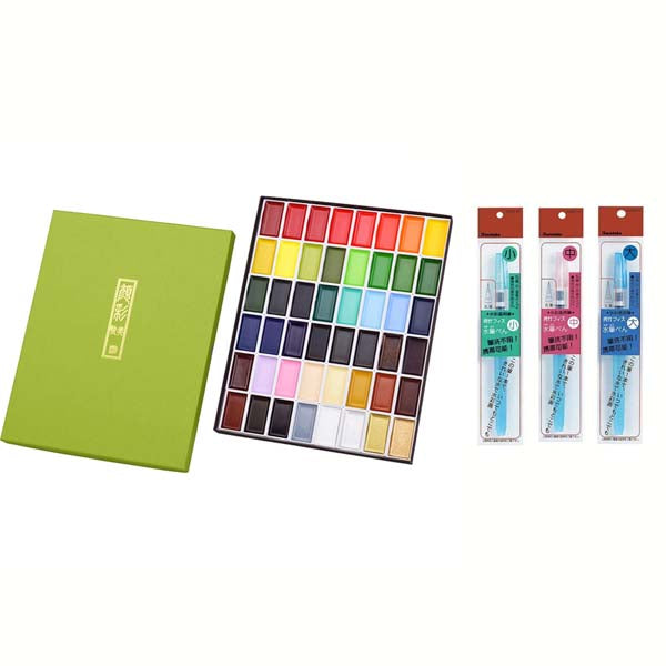 White Smoke Kuretake Gansai Tambi Watercolour Paint, 48 Set Watercolour Paints