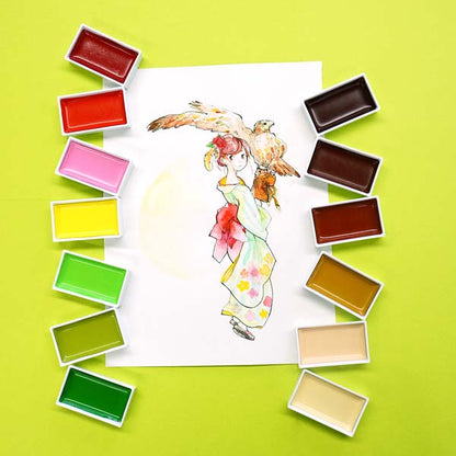 White Smoke Kuretake Gansai Tambi Watercolour Paint, 48 Set Watercolour Paints