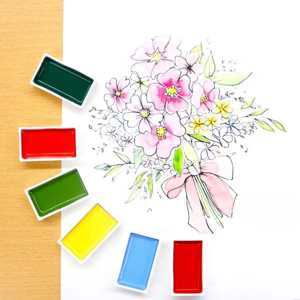 White Smoke Kuretake Gansai Tambi Watercolour Paint, 48 Set Watercolour Paints