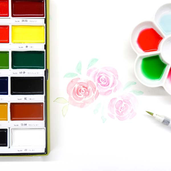 White Smoke Kuretake Gansai Tambi Watercolour Paint, 48 Set Watercolour Paints
