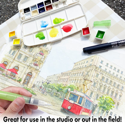 White Smoke Kuretake Gansai Tambi Portable Watercolour Set – 14 Colours Watercolour Paint