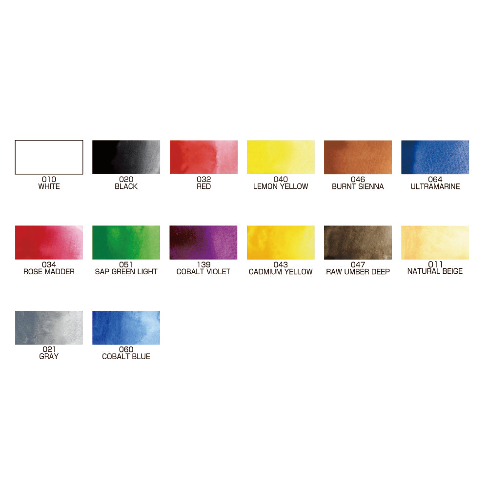 White Smoke Kuretake Gansai Tambi Portable Watercolour Set – 14 Colours Watercolour Paint