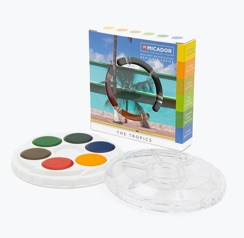 White Smoke Micador for Artists Brilliant Watercolour Discs Designer Series - Tropics Watercolour Paints