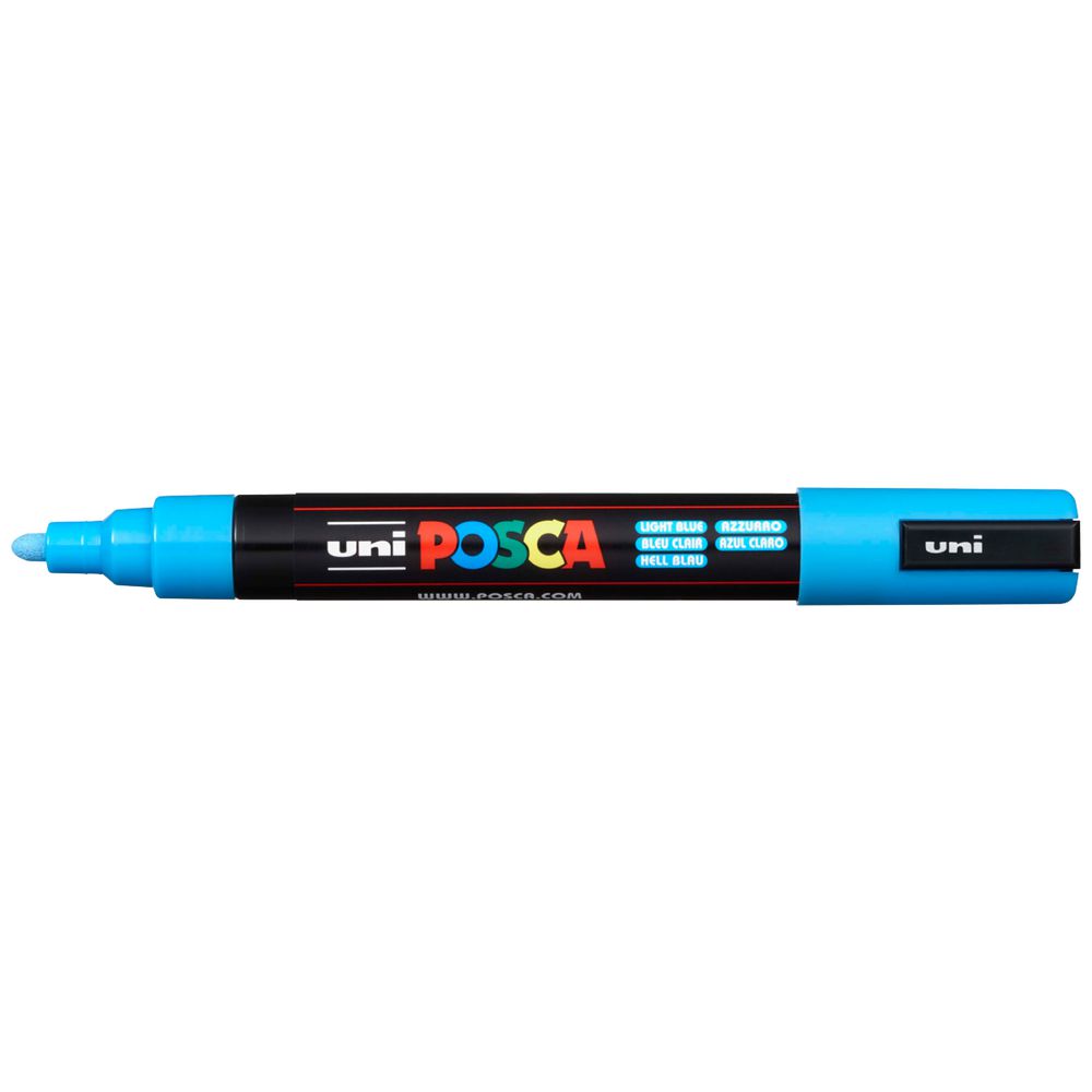 Black Posca PC-5M Medium Bullet Tip Paint Marker, Light Blue Paint Markers