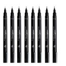 White Smoke UNI PIN Fineliner, Assorted Nib Sizes, Black Ink, Pk8 Pens and Markers