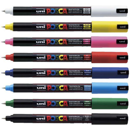 White Smoke Posca PC1MR Paint Marker,  Assorted Colours, 8Pk Paint Markers