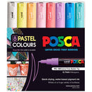 Black Posca PC1M Paint Markers, Assorted Soft Colours, 8Pk Paint Markers