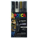 Black Posca PC3M Paint markers, Assorted Colours, 4pk Paint Markers