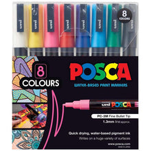 Black Posca PC3M Paint Markers, Assorted Colours, 8Pk Paint Markers