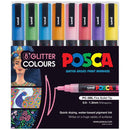 Black Posca PC3M Paint Markers, Glitter Colours, 8Pk Paint Markers