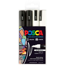 Black Posca PC5M Paint Markers, Black & White, 4Pk Paint Markers