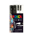 Black Posca PC5M Paint Markers, Black & White, 4Pk Paint Markers