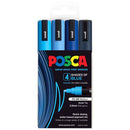 Black Posca PC5M Paint Markers, Blue Shades, 4Pk Paint Markers