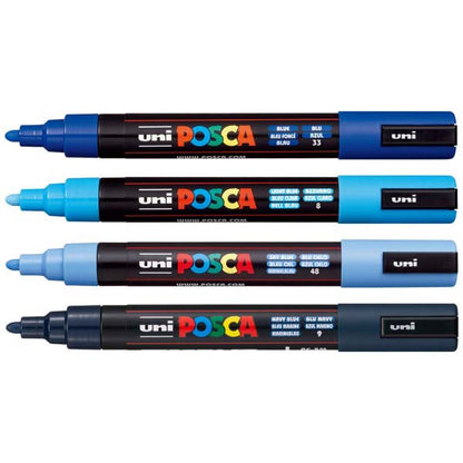 White Smoke Posca PC5M Paint Markers, Blue Shades, 4Pk Paint Markers