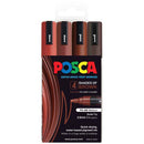 Black Posca PC5M Paint Markers, Brown Shades, 4Pk Paint Markers