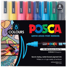 Black Posca PC5M Paint Markers, Assorted Colours, 8Pk Paint Markers