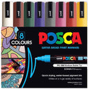 Black Posca PC5M Paint Markers, Dark Colours, 8Pk Paint Markers