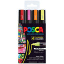 Black Posca PC5M Paint Markers, Fluorescent Colours, 4Pk Paint Markers