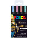 Black Posca PC5M Paint Markers, Metallic Colours, 4Pk Paint Markers
