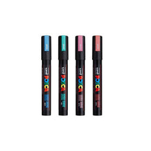 White Smoke Posca PC5M Paint Markers, Metallic Colours, 4Pk Paint Markers