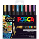Black Posca PC5M Paint Markers, Metallic Colours, 8Pk Paint Markers