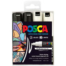 Black Posca PC8K Paint Markers, Black & White, 4Pk Paint Markers