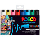 Black Posca PC8K Paint Markers, Assorted Colours, 8Pk Paint Markers