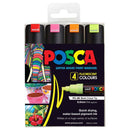 White Smoke Posca PC8K Paint Markers, Fluorescent Colours, 4Pk Paint Markers