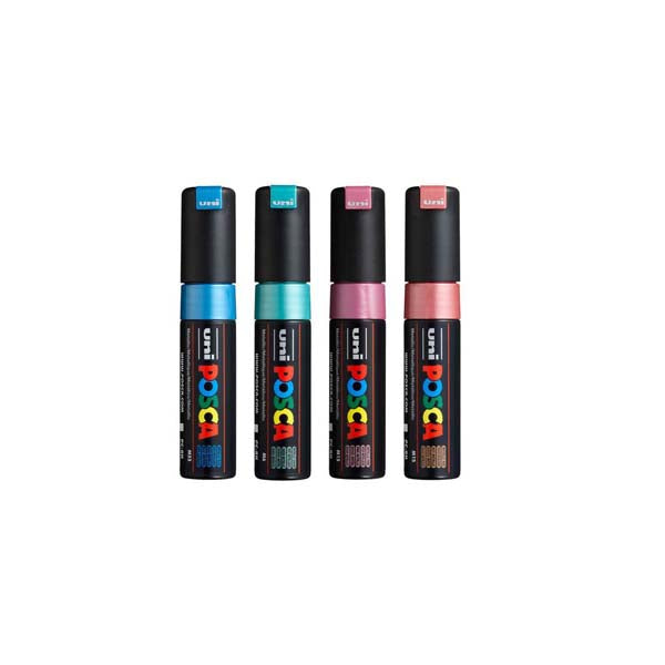 White Smoke Posca PC8K Paint Marker, Assorted Metallic Colours,  4Pk Paint Markers