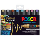 Black Posca PC8K Paint Markers, Metallic Colours, 8Pk Paint Markers