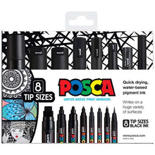 White Smoke Posca Paint Markers, Assorted Nib Sizes, Black, 8Pk Paint Markers
