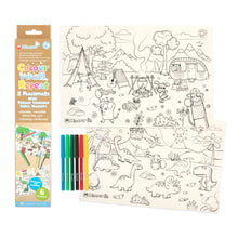 Seashell Micador jR. Colour Wash Repeat Placemats, Dinosaurs and Camping Kids Colouring Books