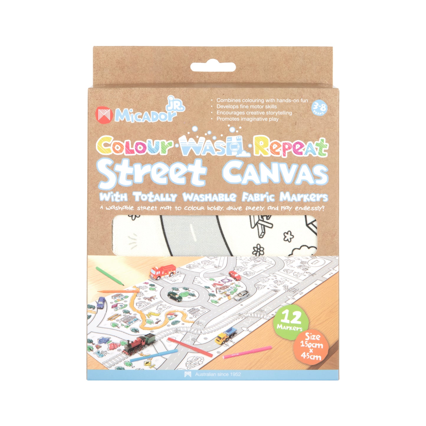 White Smoke Micador jR. Colour Wash Repeat Street Canvas, 150 x 45cm Kids Colouring Books